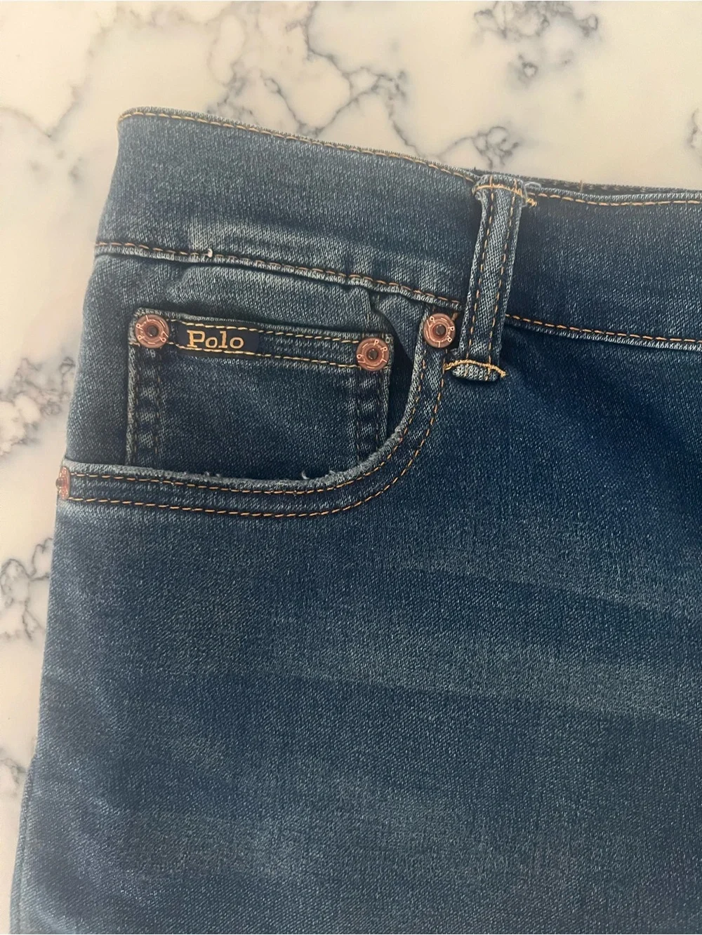 Polo Ralph Lauren Denim Shorts Kids Size 18 Blue Raw Hem Classic Preppy New